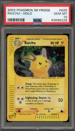 Pokemon Raichu Skyridge Holo Rare #H25 PSA 10 Gem Mint - Image 1
