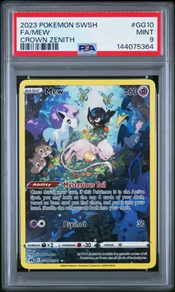 2023 POKEMON SWORD & SHIELD CROWN ZENITH #GG10 FULL ART/MEW PSA 9 - Image 1