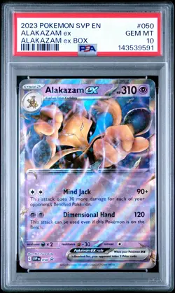 2023 POKEMON SVP EN-SV BLACK STAR PROMO ALAKAZAM EX BOX #050 ALAKAZAM EX PSA 10 - Image 1