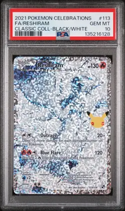2021 POKEMON CELEBRATIONS CLASSIC COLLECTION #113 FULL ART/RESHIRAM PSA 10 - Image 1