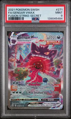 2021 POKEMON SWORD & SHIELD FUSION STRIKE SECRET #271 FULL ART/GENGAR VMAX PSA 9 - Image 1