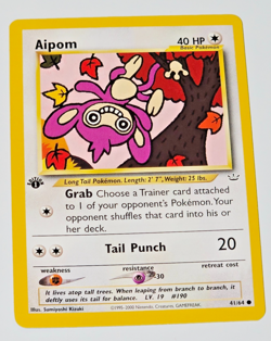 Pokemon Neo Revelation Aipom 41/64 1st Edition WotC 2001 Vintage TCG Card - Image 3