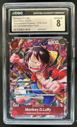 2025 One Piece 3rd Ann Tournament Monkey D. Luffy Promos #ST01-012 CGC 8 - Image 1
