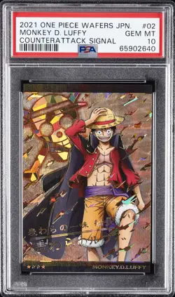 2021 ONE PIECE WAFERS JPN COUNTERATTACK SIGNAL #02 MONKEY D. LUFFY PSA 10 - Image 1