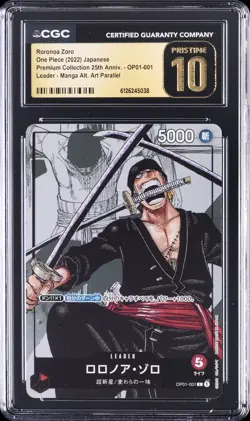 2022 ONE PIECE JPN PREM COLL 25TH ANNIV #OP01-001 RORONOA ZORO CGC 10 PRISTINE - Image 1