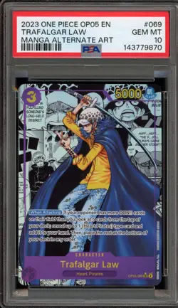 One Piece CCG Trafalgar Law Manga Alternate Art OP05-069 PSA 10 Gem Mint - Image 1