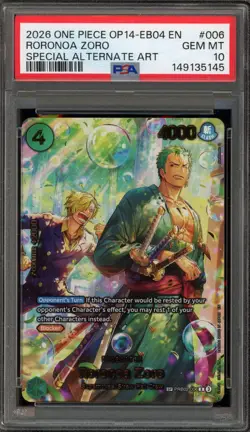 One Piece CCG Roronoa Zoro Special Alternate Art PRB02-006 PSA 10 Gem Mint - Image 1