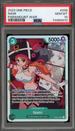 One Piece CCG Nami Paramount War OP02-036 PSA 10 Gem Mint - Image 1