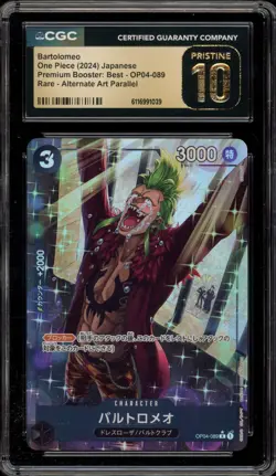 One Piece CCG Bartolomeo PRB01 Japanese Rare Alt Art OP04-089 CGC 10 Pristine - Image 1
