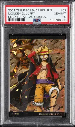 2021 ONE PIECE WAFERS JPN COUNTERATTACK SIGNAL #02 MONKEY D. LUFFY PSA 10 - Image 1