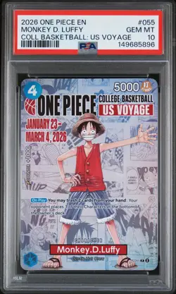 2026 ONE PIECE PROMOS COLLEGE BASKETBALL : US VOYAGE MONKEY D. LUFFY PSA 10 - Image 1