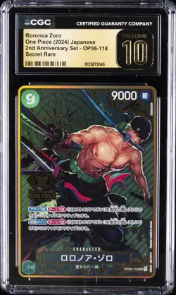 2024 ONE PIECE JP 2ND ANV SET SECRET RARE #OP06-118 RORONOA ZORO CGC 10 PRISTINE - Image 1