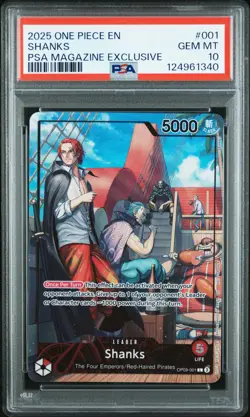 2025 ONE PIECE PROMOS PSA MAGAZINE EXCLUSIVE #001 SHANKS PSA 10 - Image 1