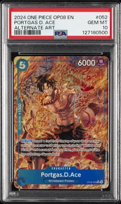 2024 ONE PIECE OP08-TWO LEGENDS ALTERNATE ART #052 PORTGAS D. ACE PSA 10 - Image 1