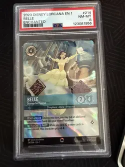 2023 Disney Lorcana EN 1-The First Chapter Belle #214 Enchanted Foil PSA 8 - Image 1