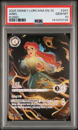 2025 DISNEY LORCANA WHISPERS IN THE WELL ICONIC ARIEL - ETHEREAL VOICE PSA 10 - Image 1