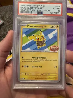 PSA 10 Pikachu Berkemeja Batik 155/SV-P Indonesia Journey Promo Pokemon Card - Image 1