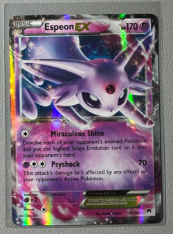 Pokemon Espeon EX TCG Ultra Rare Holo Card 52/122 XY Breakpoint NM-M Condition - Image 1