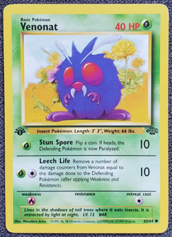 1st Edition Venonat - Jungle - #63/64 - Vintage Pokemon Card 1999 - Image 1