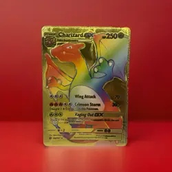 Charizard GX Gold Foil Rainbow Display Custom FAN ART Pokemon Card Anime Fans - Image 1