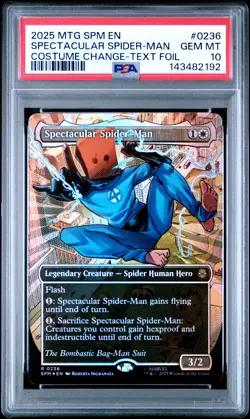 2025 MTG MARVEL'S SPIDER-MAN BORDERLESS-TEXTURED SPECTACULAR SPIDER-MAN PSA 10 - Image 1
