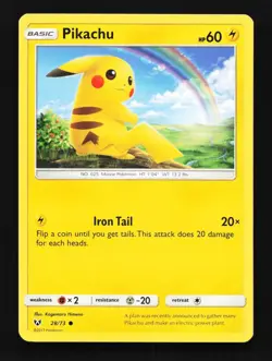 Pikachu 28/73 LP Shining Legends English Pokemon Card TCG - Image 1