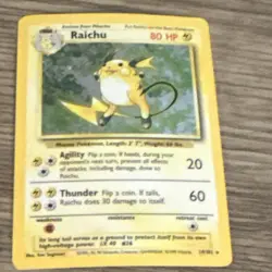 Pokemon TCG Raichu Base Set 14/102 Holo Rare 80 HP 1999 Wizards Copyright - Image 1