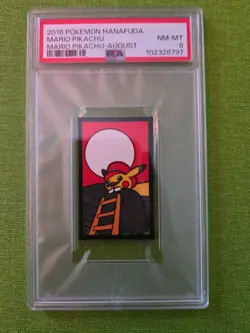 Pokemon Mario Pikachu Hanafuda August PSA 8 Near Mint - Japan Graded - Image 1