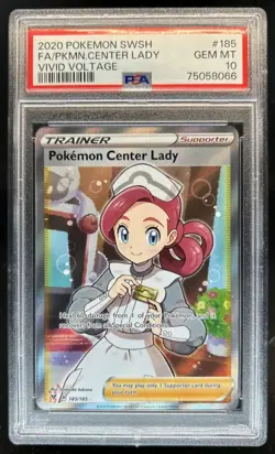 2020 Pokemon SWSH Vivid Voltage Pokemon Center Lady #185/185 PSA 10 - Image 1