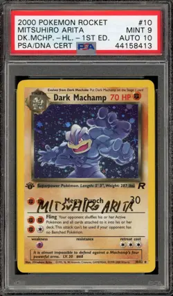 Pokemon Dark Machamp Team Rocket 1st Ed Holo #10 Mitsuhiro Arita Auto 10 PSA 9 - Image 1