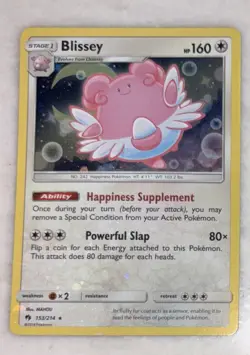 Pokemon Blissey Cosmos Holo 153/214 Lost Thunder TCG NM - Image 1