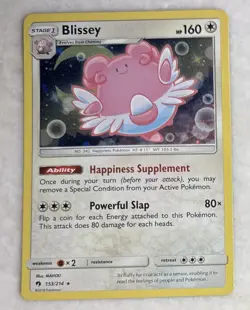 Pokemon Blissey Cosmos Holo 153/214 Lost Thunder TCG NM - Image 2