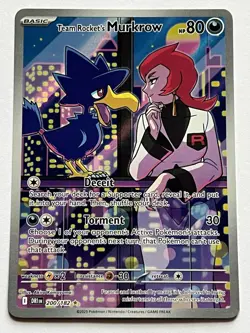 Team Rocket’s Murkrow 200 Pokemon Destined Rivals 2025 NM Illustration Rare - Image 4