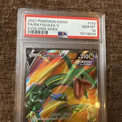 2021 Pokemon Sword And Shield Rayquaza V Full Art Evolving Skies PSA 10 - Image 3