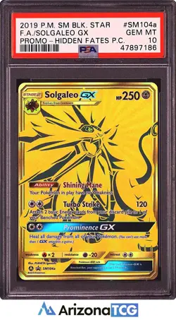 Pokemon 2019 Solgaleo GX SM104a Gold Black Star Promo Hidden Fates GEM MT PSA 10 - Image 1