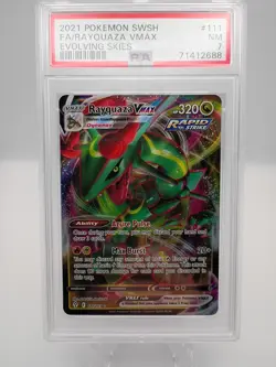 2021 Pokemon Swsh #111 Full Art Rayquaza Vmax Evolving Skies PSA 7 Nm - Image 1