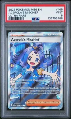 PSA 9 Acerola’s Mischief 165/132 – 2025 Pokemon Mega Evolution – Ultra Rare - Image 1