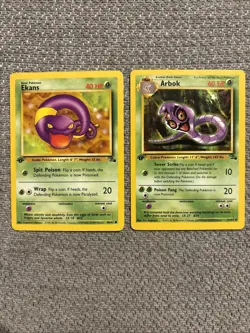 Pokemon TCG Fossil Ekans 46/62 1st Edition + Arbok 31/62 1st Edition, LP - Image 1