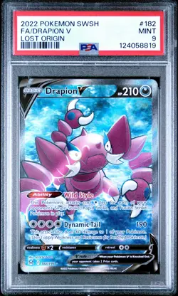 2022 POKEMON SWORD & SHIELD LOST ORIGIN #182 FULL ART/DRAPION V PSA 9 - Image 1