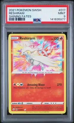 2021 POKEMON SWORD & SHIELD SHINING FATES #017 RESHIRAM PSA 9 - Image 1