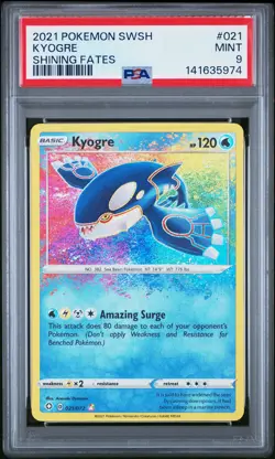 2021 POKEMON SWORD & SHIELD SHINING FATES #021 KYOGRE PSA 9 - Image 1