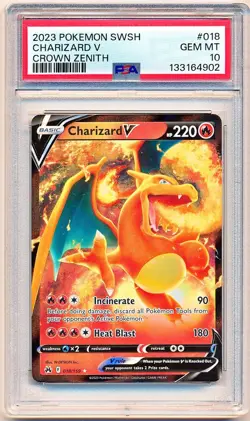 Pokemon Sword & Shield Crown Zenith Charizard V #018 PSA 10 - POP 1649 - Image 1