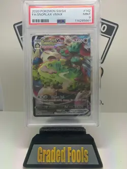 2020 Pokemon SWSH - FA/Snorlax - VMAX 142/202 - PSA 9 Mint - Image 1