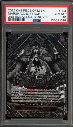 One Piece CCG Marshall.D.Teach 3rd Anniversary Silver OP09-093 PSA 10 Gem Mint - Image 1
