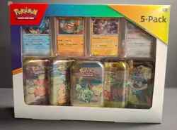 Pokemon TCG Scarlet & Violet Paldea Mini Tin 5-Pack w/Bonus 25 Card Booster - Image 1