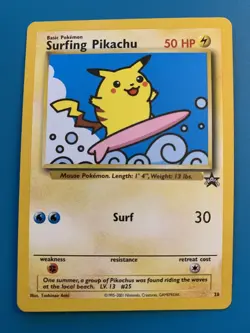 Surfing Pikachu #28 Black Star Promo Rare Vintage Pokemon Card - NM - Image 1