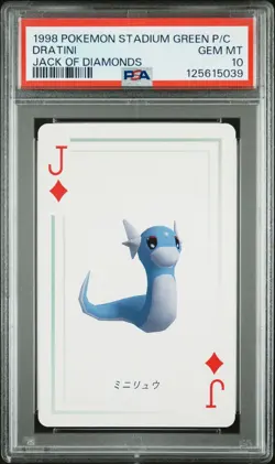 Pokemon Stadium Green Dratini Jack of Diamonds Playing Card 1998 PSA 10 GEM - Image 1