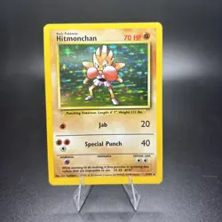 Pokemon TCG Hitmonchan Base Set Clean Holo Unlimited Rare Card 7/102 NM - Image 1