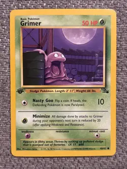 Pokemon TCG Grimer Fossil, 1st Edition Common Card 48/62 LP Condition - Image 1