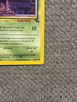 Pokemon TCG Grimer Fossil, 1st Edition Common Card 48/62 LP Condition - Image 2